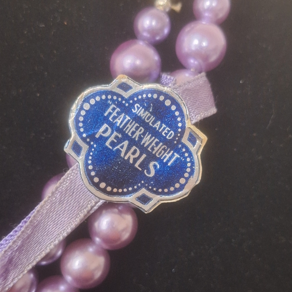 VTG Paul Morris 2 Strand Simulated Pearls Lavender & Dark Purple 16" Necklace - Picture 4 of 10
